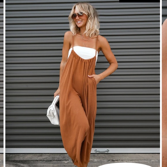 Vici Pants - Vici Larkspur jumpsuit, camel